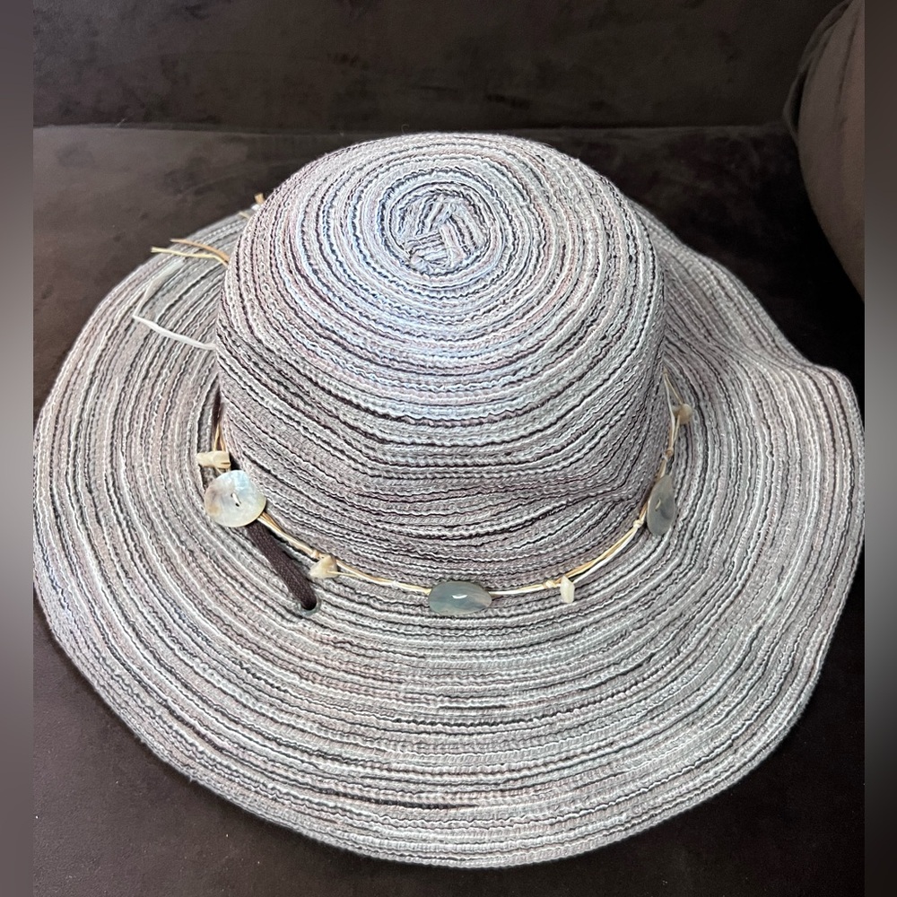 Panama Jack Wide-Brimmed Hat with chin strap. Decorative trim one size